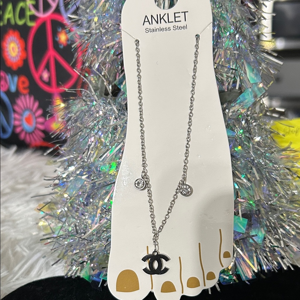 Stainless Steel Anklet with Silver Charm